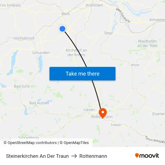 Steinerkirchen An Der Traun to Rottenmann map