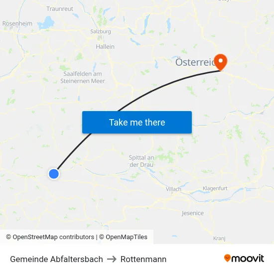 Gemeinde Abfaltersbach to Rottenmann map