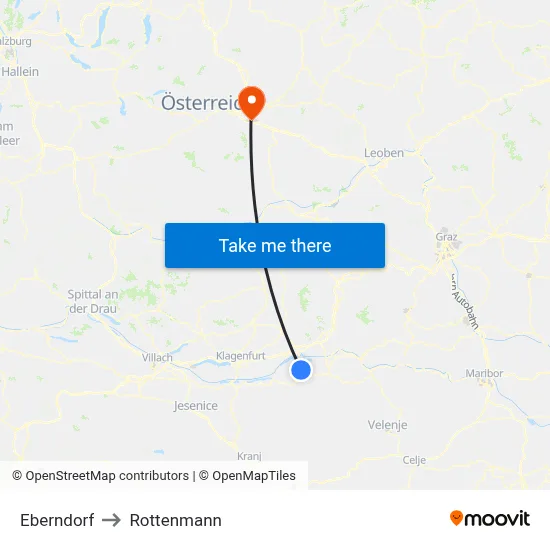 Eberndorf to Rottenmann map