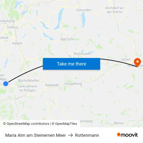 Maria Alm am Steinernen Meer to Rottenmann map
