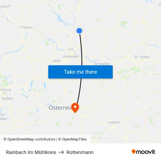 Rainbach Im Mühlkreis to Rottenmann map