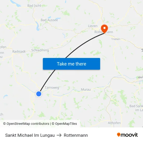 Sankt Michael Im Lungau to Rottenmann map