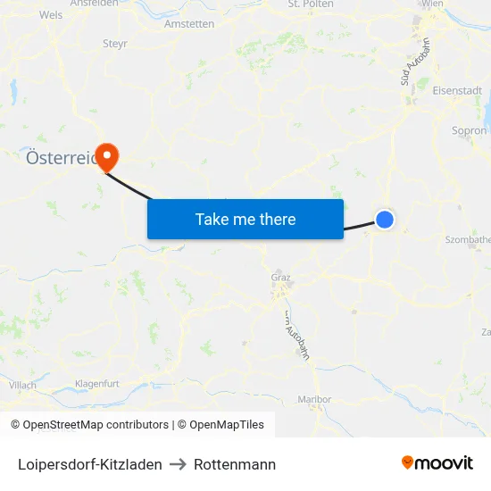 Loipersdorf-Kitzladen to Rottenmann map