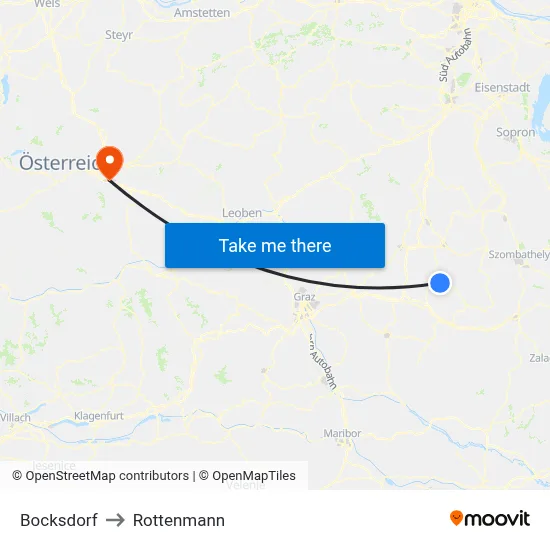 Bocksdorf to Rottenmann map