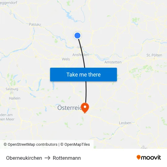 Oberneukirchen to Rottenmann map