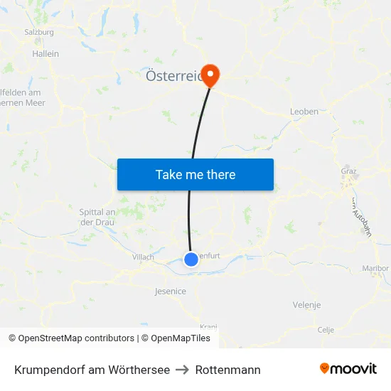 Krumpendorf am Wörthersee to Rottenmann map