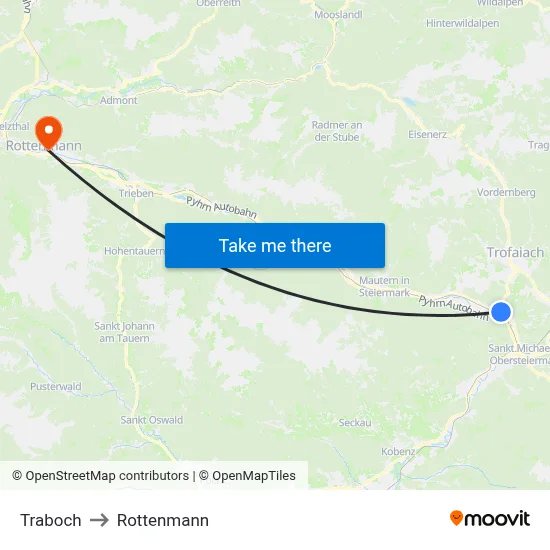Traboch to Rottenmann map