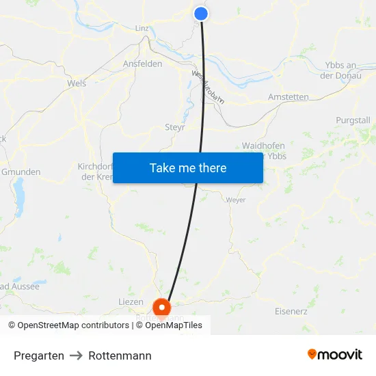 Pregarten to Rottenmann map