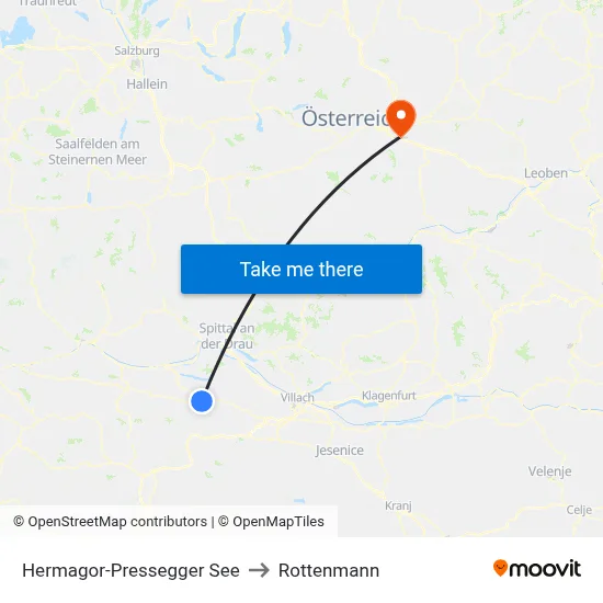 Hermagor-Pressegger See to Rottenmann map