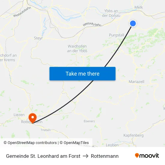 Gemeinde St. Leonhard am Forst to Rottenmann map