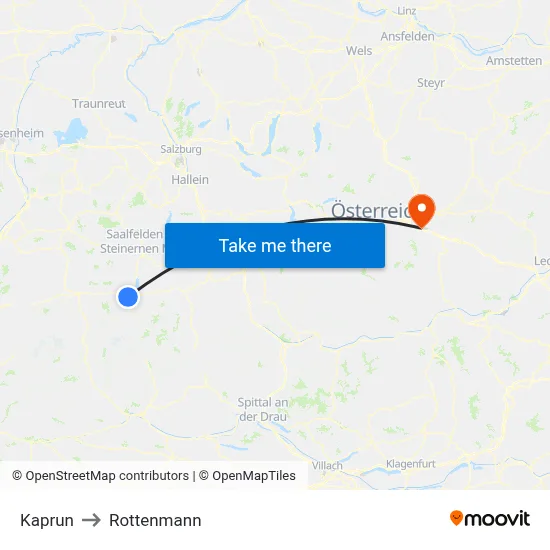 Kaprun to Rottenmann map