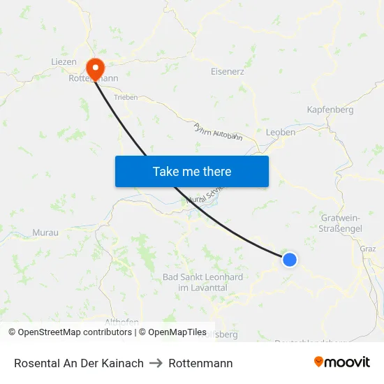 Rosental An Der Kainach to Rottenmann map