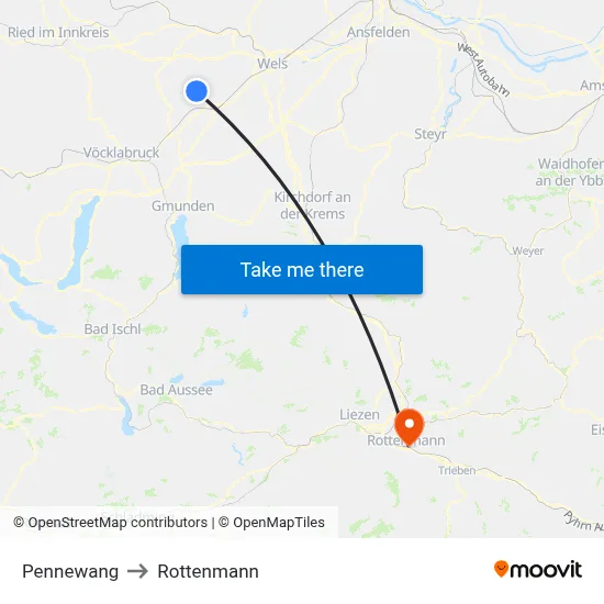 Pennewang to Rottenmann map