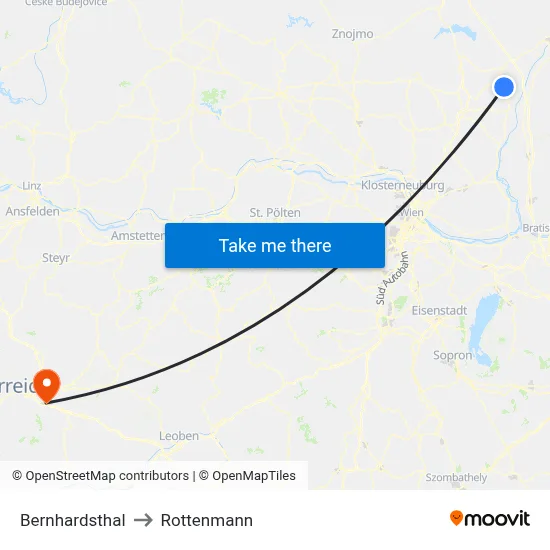 Bernhardsthal to Rottenmann map