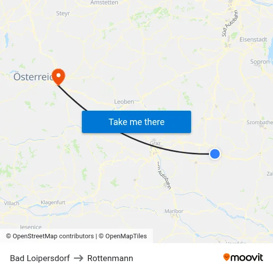 Bad Loipersdorf to Rottenmann map