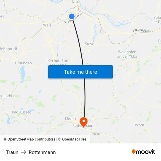 Traun to Rottenmann map