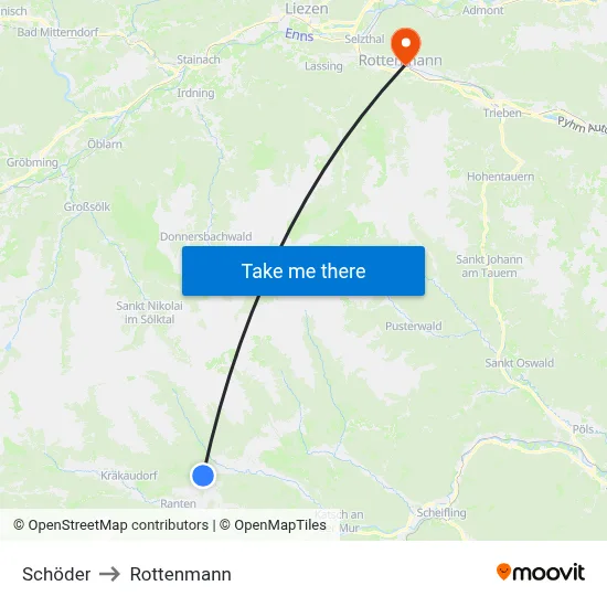 Schöder to Rottenmann map