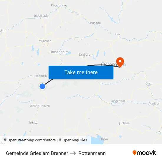 Gemeinde Gries am Brenner to Rottenmann map