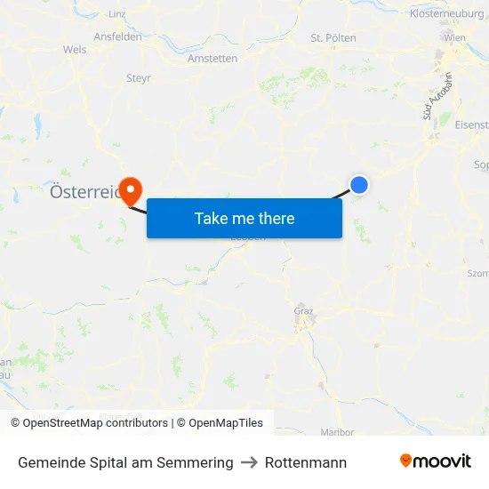 Gemeinde Spital am Semmering to Rottenmann map