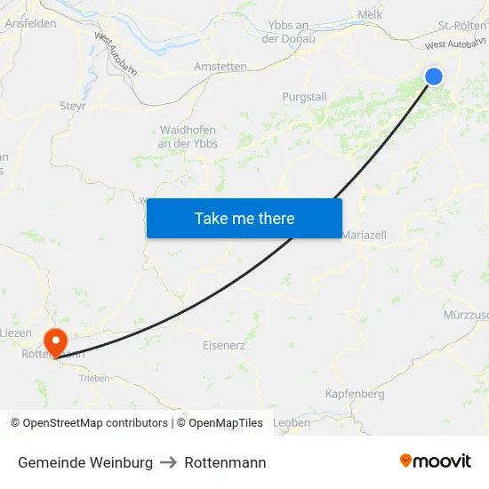 Gemeinde Weinburg to Rottenmann map