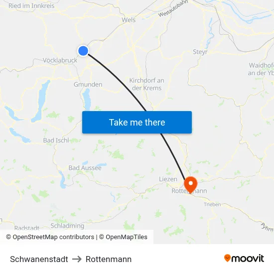 Schwanenstadt to Rottenmann map