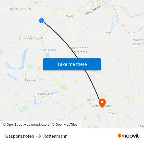 Gaspoltshofen to Rottenmann map