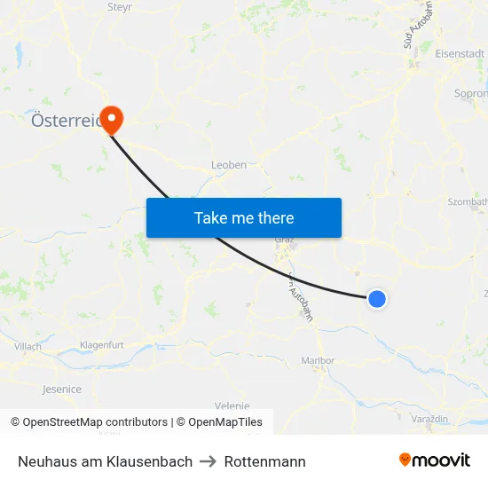 Neuhaus am Klausenbach to Rottenmann map
