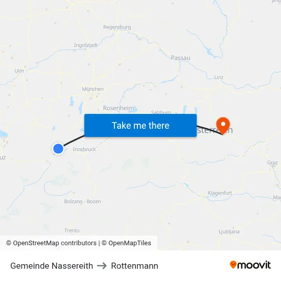 Gemeinde Nassereith to Rottenmann map