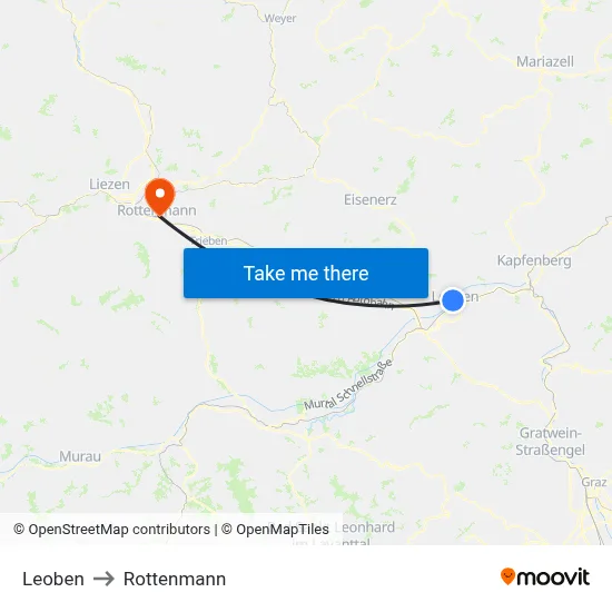 Leoben to Rottenmann map