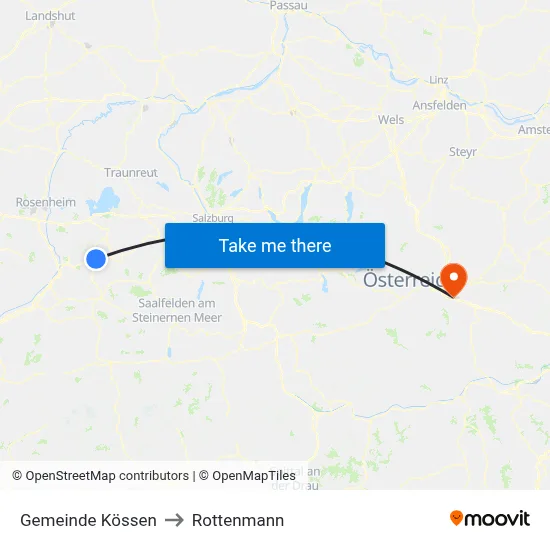 Gemeinde Kössen to Rottenmann map