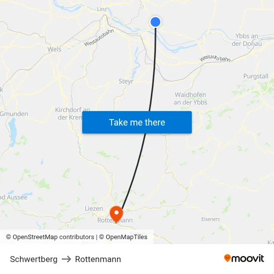 Schwertberg to Rottenmann map