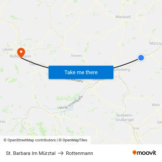 St. Barbara Im Mürztal to Rottenmann map