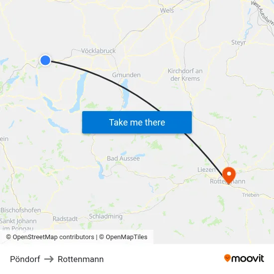Pöndorf to Rottenmann map