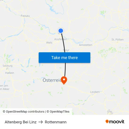 Altenberg Bei Linz to Rottenmann map