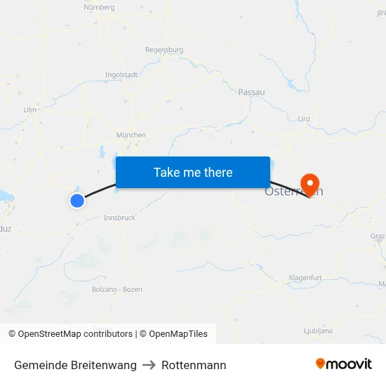 Gemeinde Breitenwang to Rottenmann map