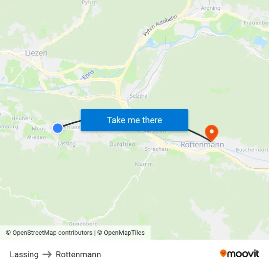 Lassing to Rottenmann map