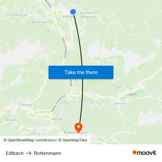 Edlbach to Rottenmann map