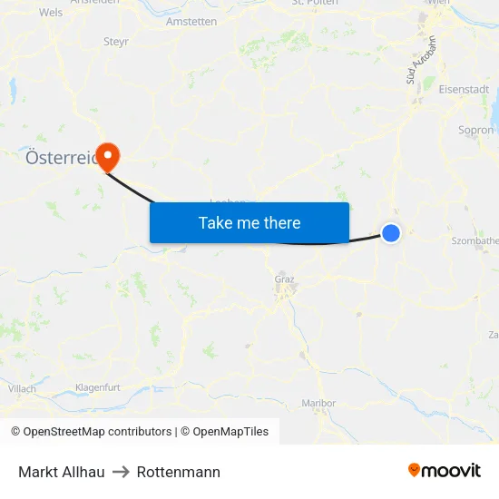 Markt Allhau to Rottenmann map