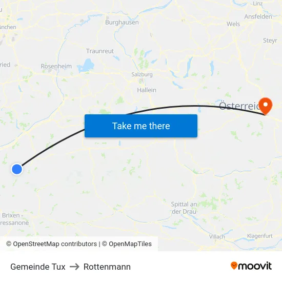 Gemeinde Tux to Rottenmann map
