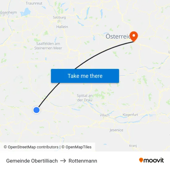 Gemeinde Obertilliach to Rottenmann map