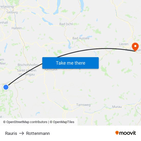 Rauris to Rottenmann map