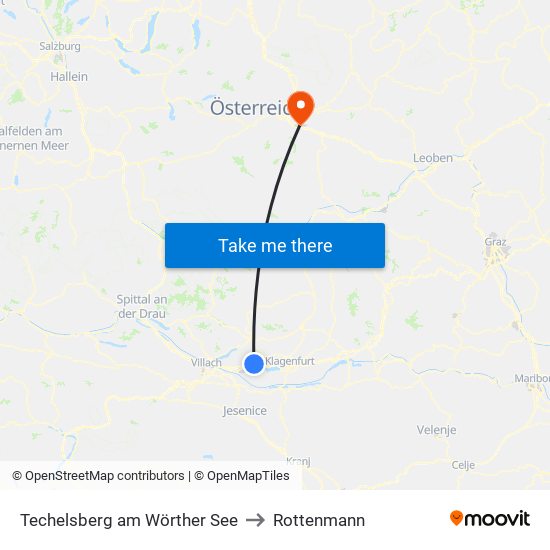 Techelsberg am Wörther See to Rottenmann map