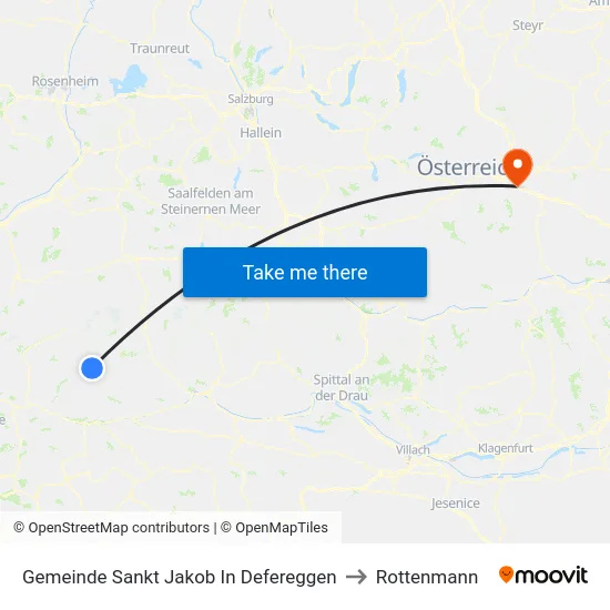 Gemeinde Sankt Jakob In Defereggen to Rottenmann map