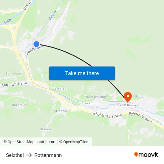 Selzthal to Rottenmann map