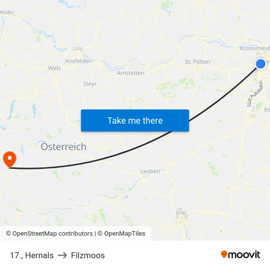 17., Hernals to Filzmoos map