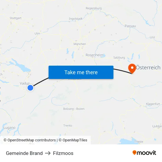 Gemeinde Brand to Filzmoos map