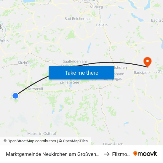 Marktgemeinde Neukirchen am Großvenediger to Filzmoos map