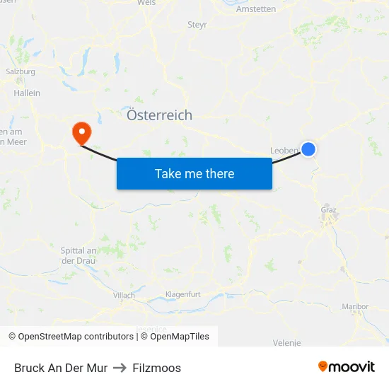 Bruck An Der Mur to Filzmoos map