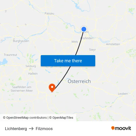 Lichtenberg to Filzmoos map