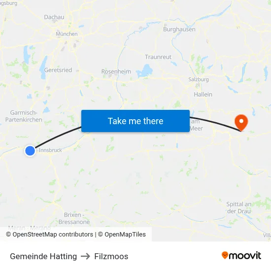 Gemeinde Hatting to Filzmoos map